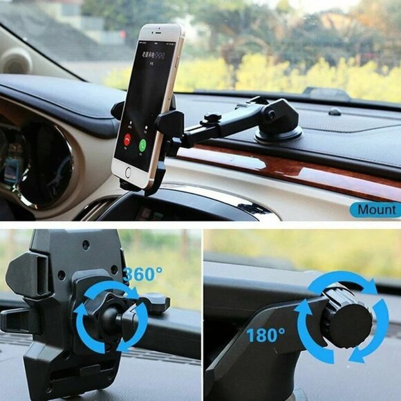 360° Car Phone Holder Windshield Dash Suction Cup Mount Stand For Cell Phone GPS - Picture 2 of 3